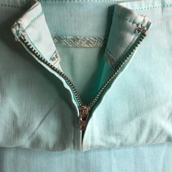 WILD FABLE Notch Front Stretch Denim Mini Skirt in "Distressed Aqua" Color  NEW! - Picture 8 of 12